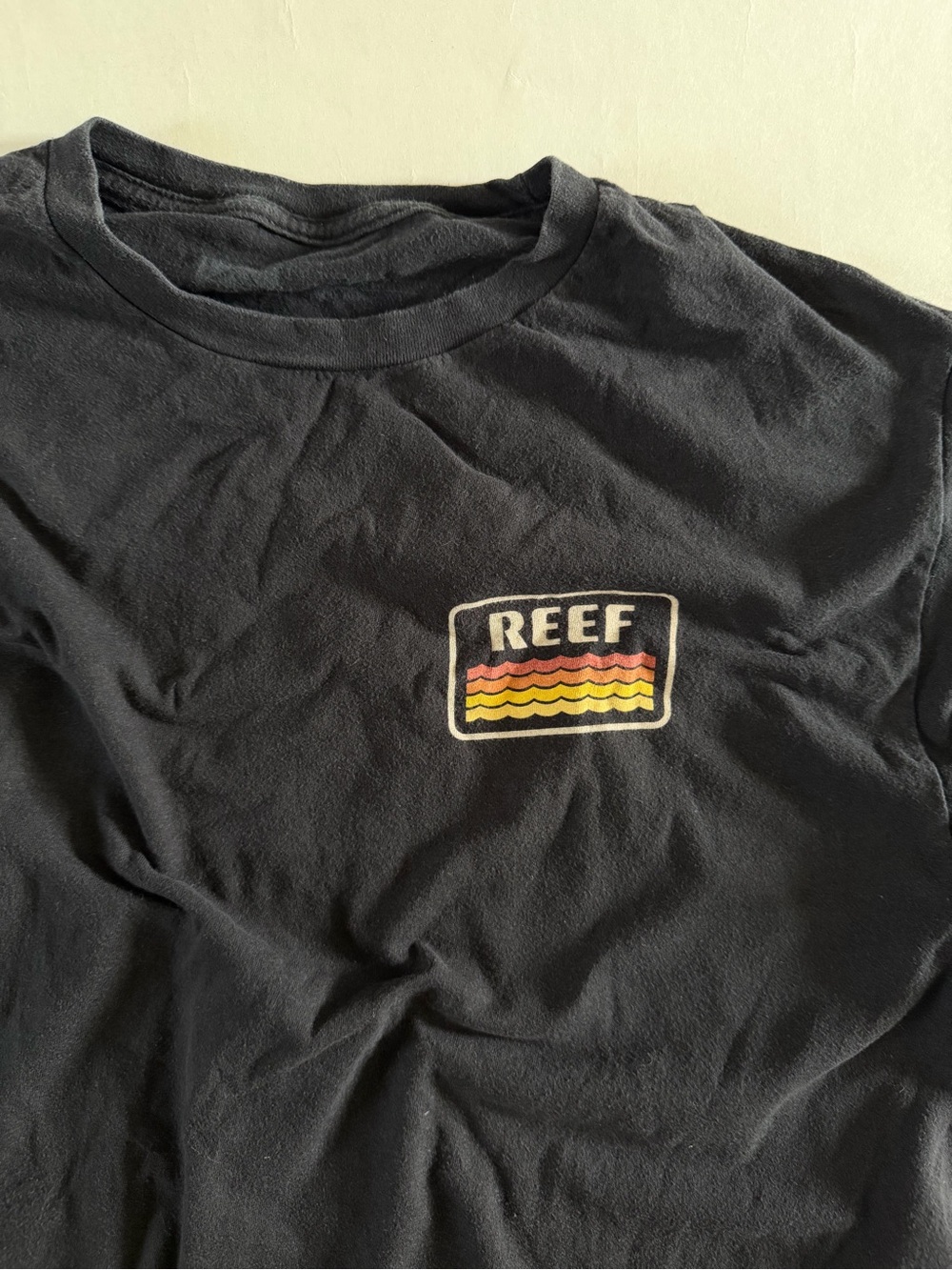 Reef Men's Navy Short Sleeve Tee with Multicolor Chest Patch - Picture 2 of 3